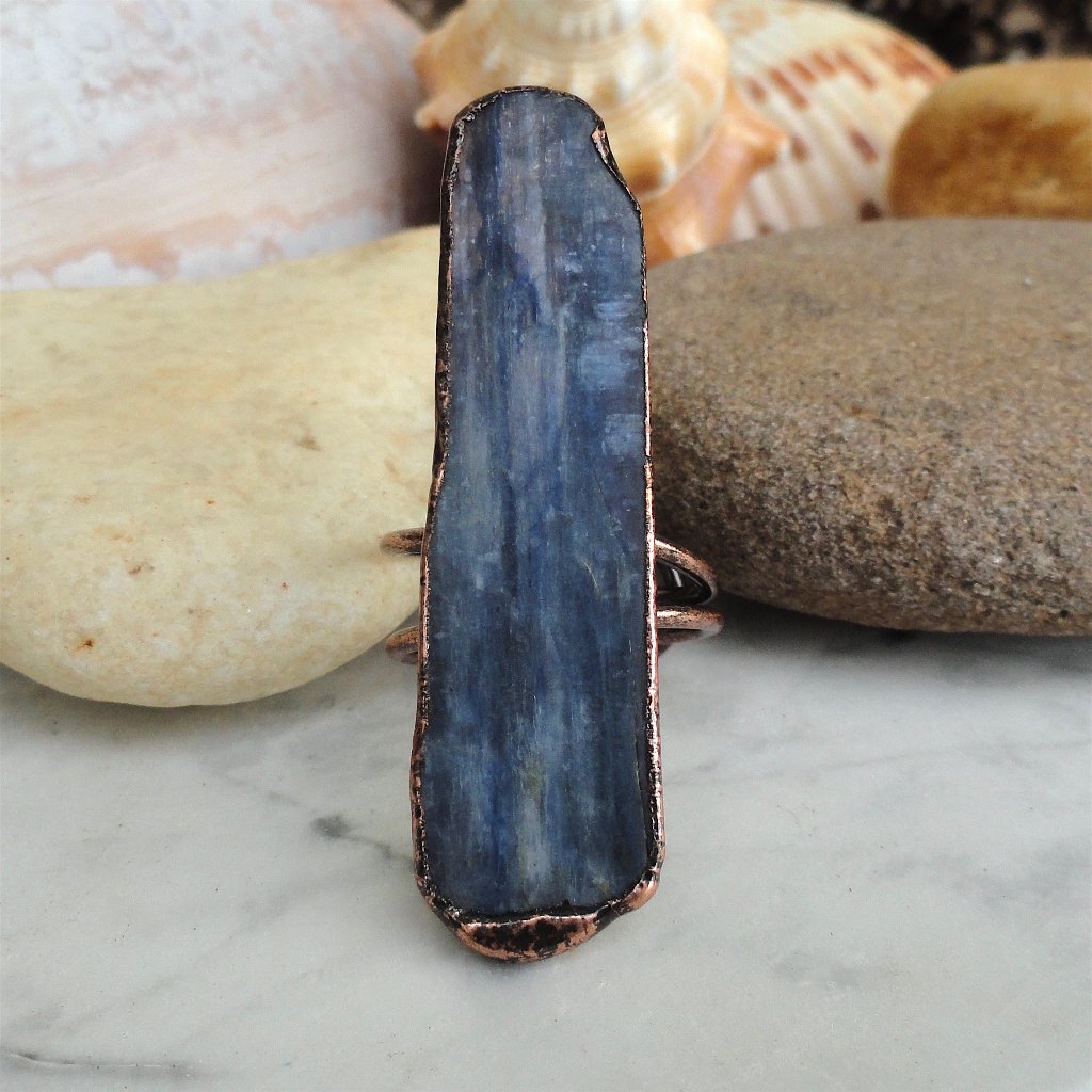 Kyanite Gemstone Adjutable Ring .